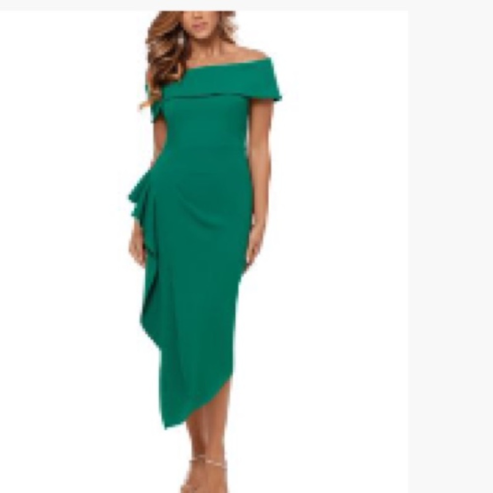 Betsy Adam Off-The-gShoulder Ruffle Dress